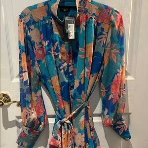 Fate Orange and Blue Long Sleeve Dress